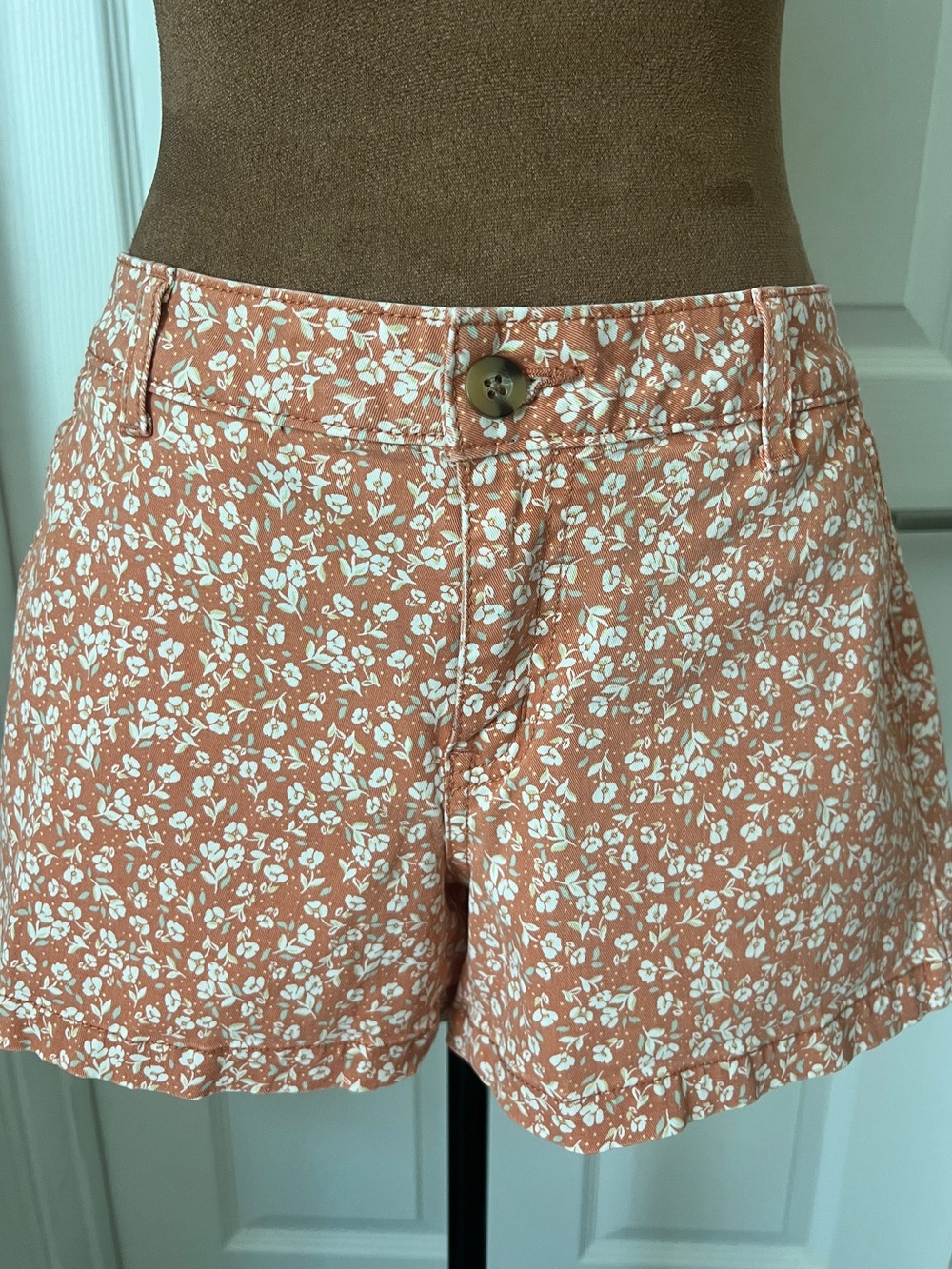 A.n.a. Mid rise Orange Floral Bermuda Shorts